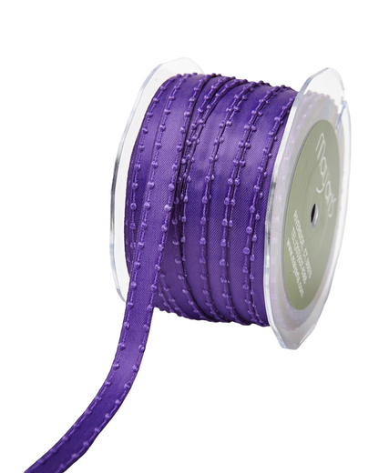 A spool of purple grosgrain ribbon with a textured, raised center stripe, shown on a clean white background.
[additional_image_link]
