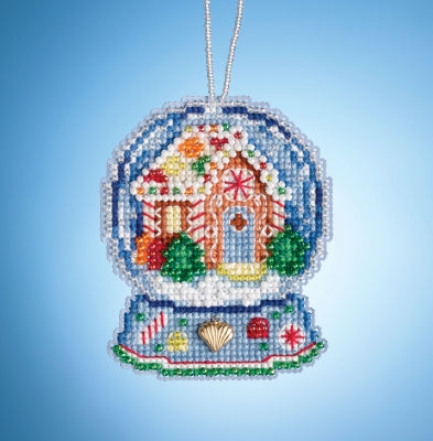 Mill Hill Gingerbread House Globe Ornament Cross Stitch Embroidery Kit: Globe Glass Beaded Charmed Ornaments