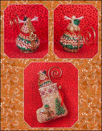 A cross-stitch embroidery kit depicting a gingerbread elf mouse with a gold hanger and adorned with beads.
Photo by JustNan.com [additional_image_link]