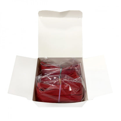 Box of packaged red flat elastic bands, labeled as 1/4 inch elastic content per package.
Photo by The Gypsy Quilter [additional_image_link]