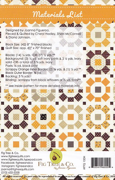 HALLOWEEN BLOOMS Quilt Pattern by Joanna Figueroa from Fig Tree Quilts: Precut Friendly Quilt Pattern 61"x 70"