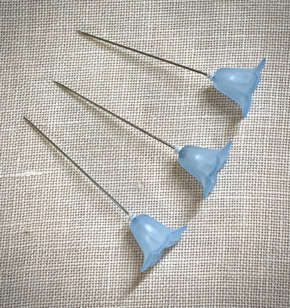 Light Blue Flower Pins made by The Surgeon's Knots: Pincushions, Decoration, Embellishment, 3 Pins, Pinset
