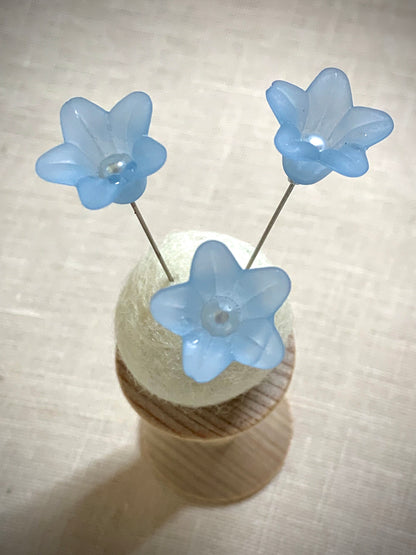 Light Blue Flower Pins made by The Surgeon's Knots: Pincushions, Decoration, Embellishment, 3 Pins, Pinset
