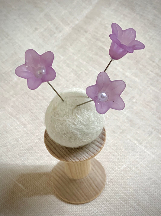 Light Purple Flower Pins made by The Surgeon's Knots: Pincushions, Decoration, Embellishment, 3 Pins, Pinset