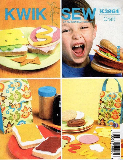KWIK SEW Play Food and Lunch Bag Sewing Pattern from Kwik Sew Crafts K3964: Out Of Print, Developmental Play Toys, Autism Toys