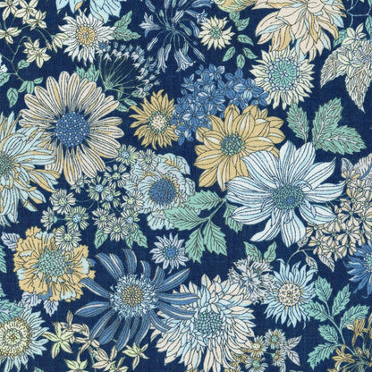 Lecien Memoire a Paris 2019 Navy Blue Floral Cotton Lawn Yardage