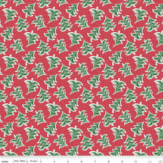 Yardage of Liberty Fabrics Merry and Bright Dancing Trees fabric in red and green, sold by the yard for quilting.
Photo by RileyBlakeDesigns.com [image_link]