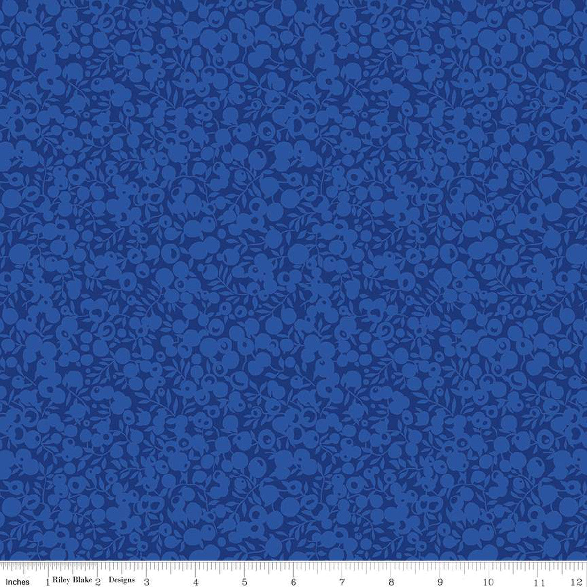 A close-up of a blue fabric with a leaf and berry print, indicating a nautical theme from the Liberty Fabrics Wiltshire Shadow Collection.
Photo by RileyBlakeDesigns.com [additional_image_link]