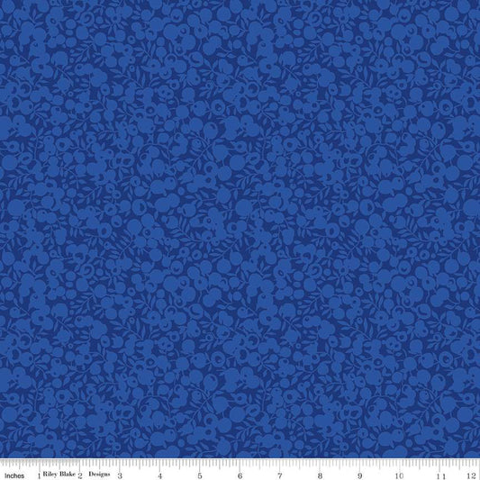 A close-up of a blue fabric with a leaf and berry print, indicating a nautical theme from the Liberty Fabrics Wiltshire Shadow Collection.
Photo by RileyBlakeDesigns.com [additional_image_link]