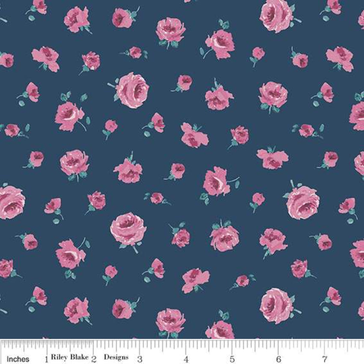 Pink roses on a blue background with a ruler at the bottom for scale.
Photo by RileyBlakeDesigns.com [image_link]