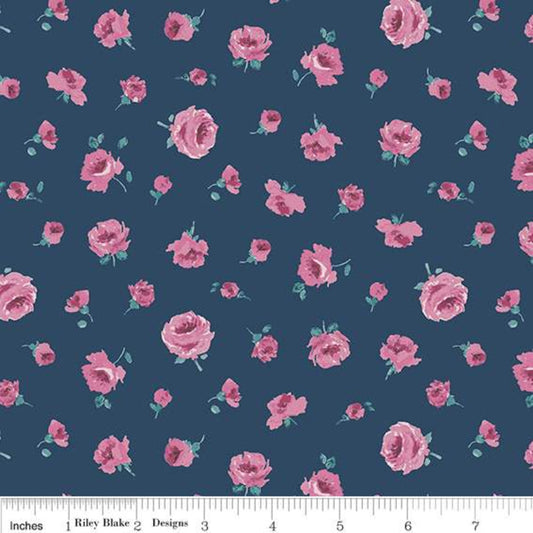 Pink roses on a blue background with a ruler at the bottom for scale.
Photo by RileyBlakeDesigns.com [image_link]
