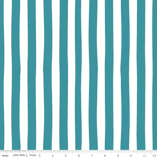Love Story Teal Stripes Yardage by Webster's Pages for Riley Blake Designs