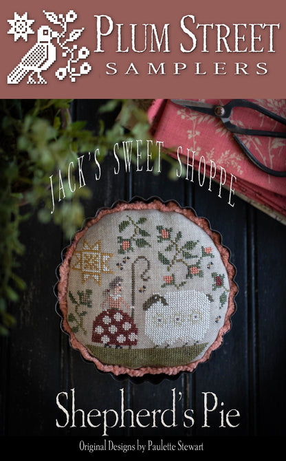 Shepherd's Pie Jack's Sweet Shoppe Cross Stitch Embroidery Kit from Plum Street Samplers: Pattern, Linen, Floss & Tart Pan