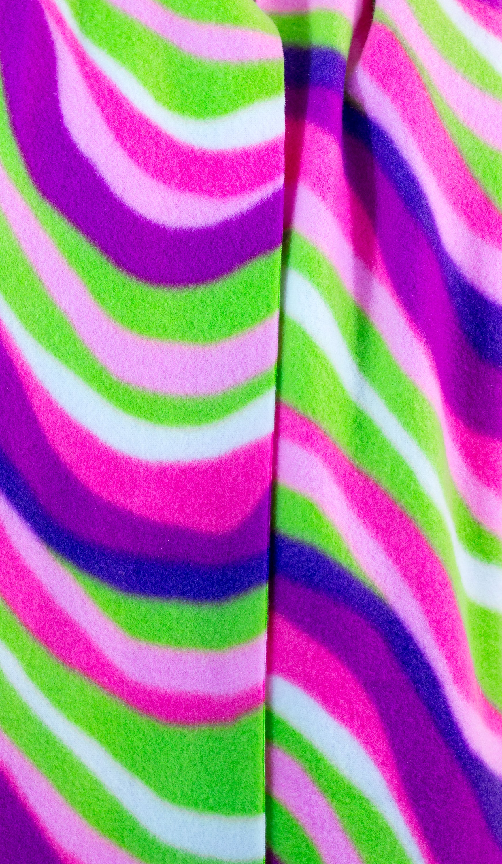 A scarf with a striped pattern featuring pink, green, white, and purple colors, displayed on a mannequin.
Photo by The Surgeon's Knots [additional_image_link]