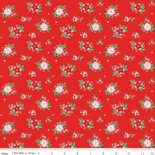 Red fabric with a Christmas-themed floral pattern, part of the Pixie Noel 2 collection.
Photo by RileyBlakeDesigns.com [image_link]