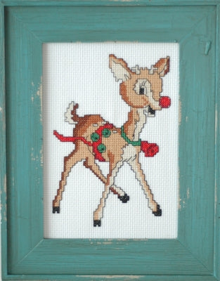 Retro Rudolph & Clarice Christmas Ornaments Cross Stitch Embroidery Kit from Tiny Modernist: Pattern, Aida, Floss