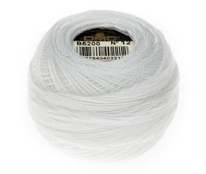 A ball of white embroidery thread with a paper label in the center, photographed on a clean white background.
Photo by Wichelt [additional_image_link]