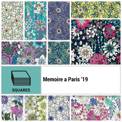 Lecien Memoire a Paris 2019 Daisy Flowers on Teal Cotton Lawn Yardage
