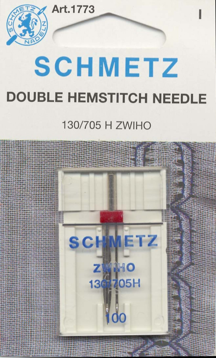 Schmetz Double Hemstitch 16/100 1 Double Wing Needle 2.5mm Separation for Decorative Machine Embroidery Stitching