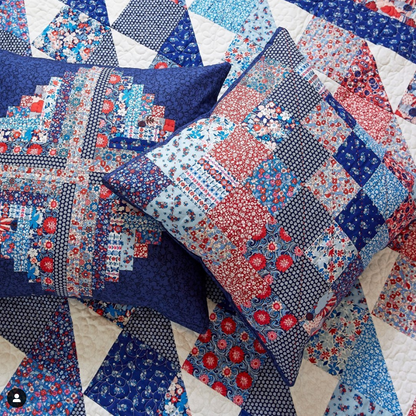 Liberty Carnaby Collection Picadilly Poppy B Yardage from the Retro Indigo Colorway