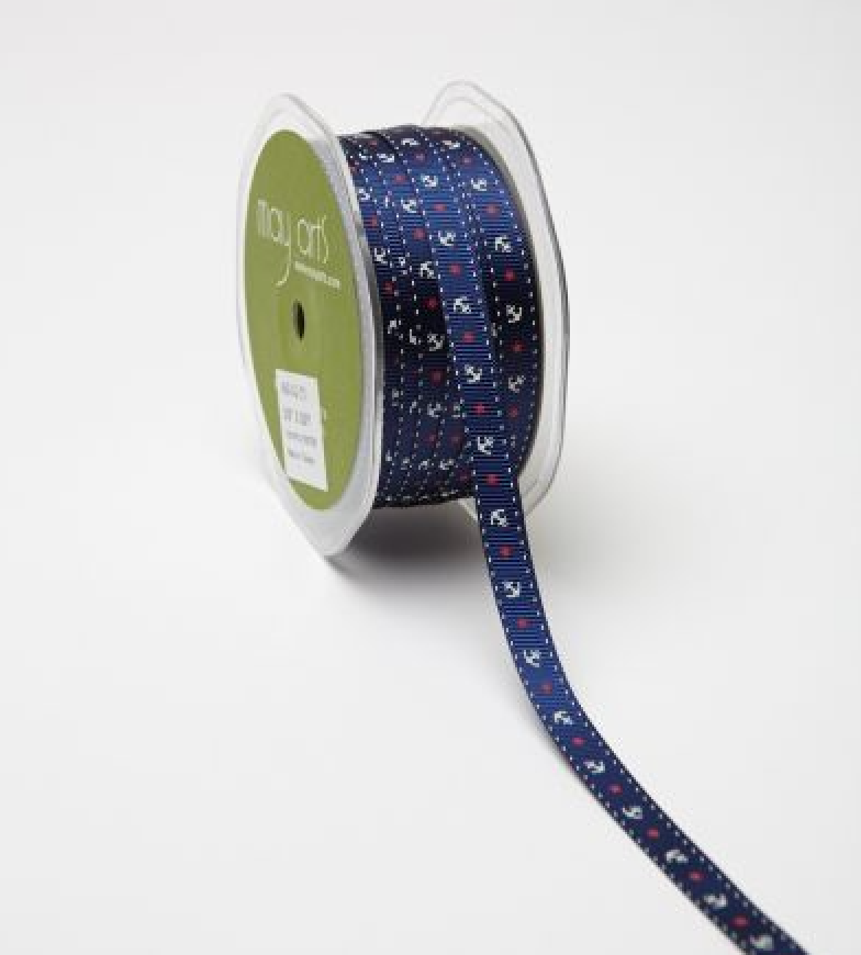 Navy blue ribbon with white anchors and red stars.
Photo by MayArts.com [additional_image_link]
