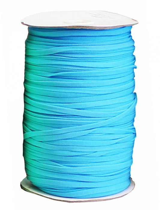 A spool of soft stretch turquoise blue elastic 1/4 inch in width.
[image_link]