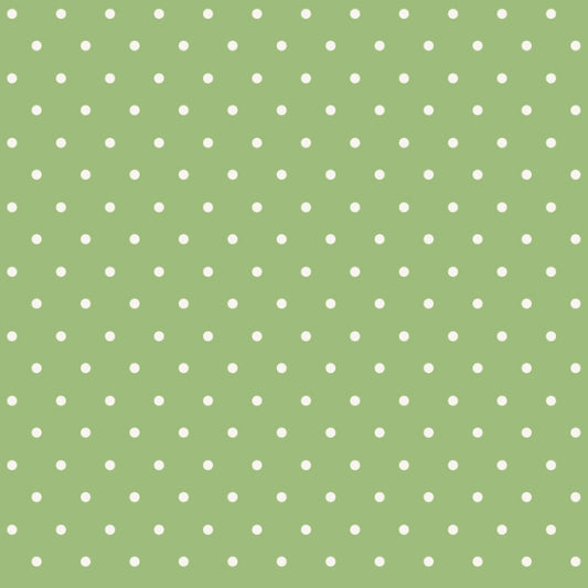 A yardage of green cotton fabric with a pattern of white dots evenly spaced apart.
Photo by TanyaWhelan.com [image_link]