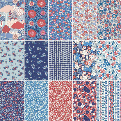 Liberty Carnaby Collection Picadilly Poppy B Yardage from the Retro Indigo Colorway