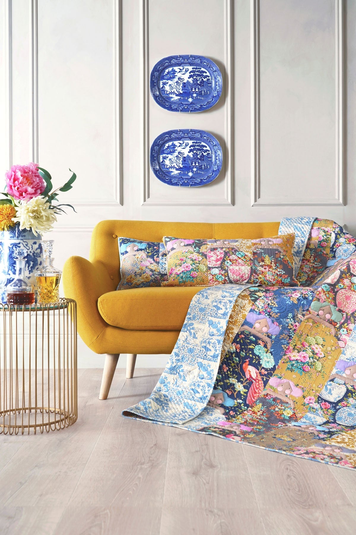 Tilda Chic Escape Cocktail Hour Quilt Kit in Pink and Green 60in x 75 thesurgeon'sknots