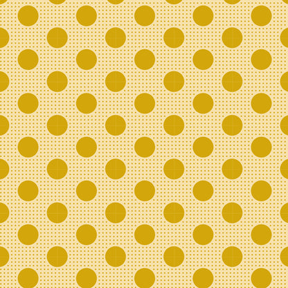 Pattern of yellow polka dots on a textured beige background.
Photo by Tildafabrics.com [image_link]