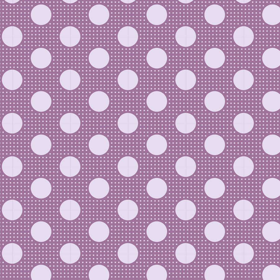 Pattern of white circles on a purple background.
Photo by Tildafabrics.com [image_link]