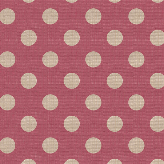 A piece of chambray fabric with a burgundy red background and a dotted pattern.
Photo by Tildafabrics.com [image_link]