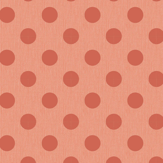 A close-up image of an orange chambray fabric with a dotted pattern.
Photo by Tildafabrics.com [image_link]