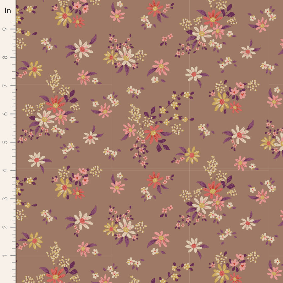 Floral pattern on a brown background.
Photo by Tildafabrics.com [image_link]