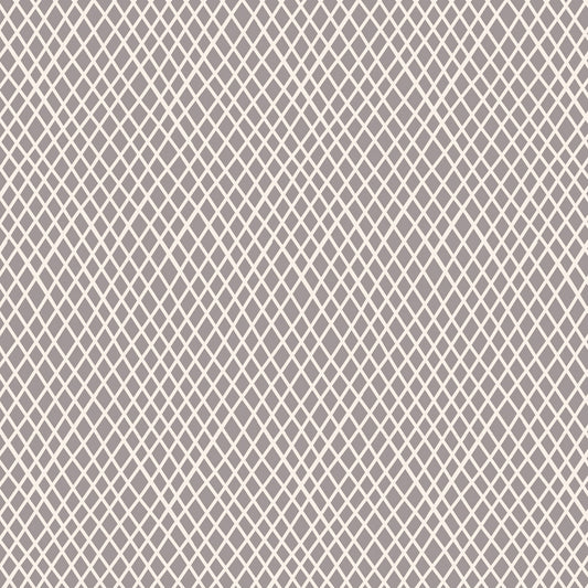 A swatch of Crisscross Grey fabric from Tilda Classic Basics collection showing a geometric crisscross pattern.
Photo by Tildafabrics.com [image_link]