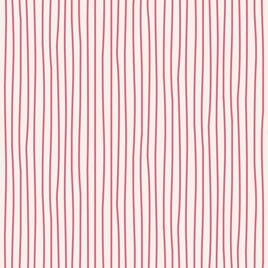 A remnant piece of fabric featuring a striped pattern with pink lines on a white background.
Photo by Tildafabrics.com [image_link]