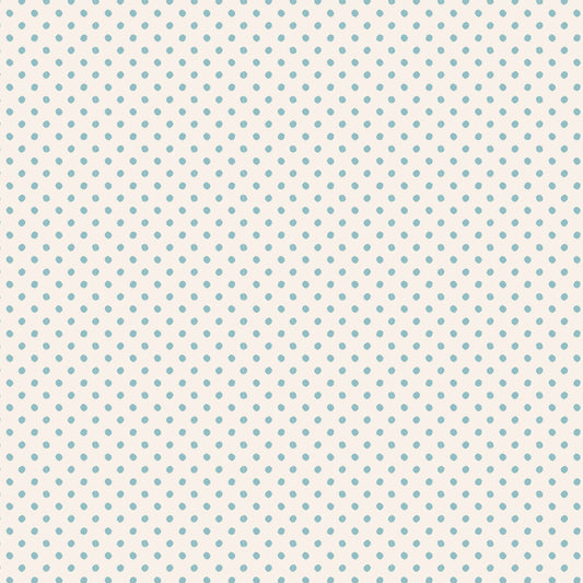 A repeating pattern of small light blue dots on a warm off-white background.
Photo by Tildafabrics.com [image_link]