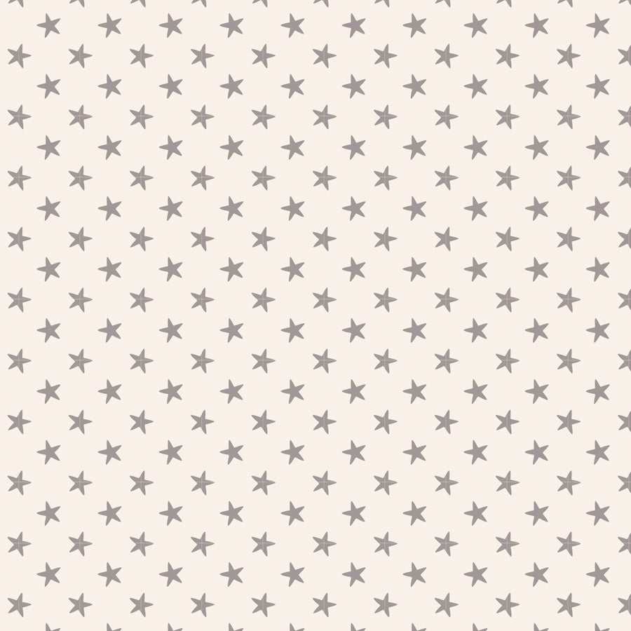 A fabric featuring a small grey star pattern on a white background.