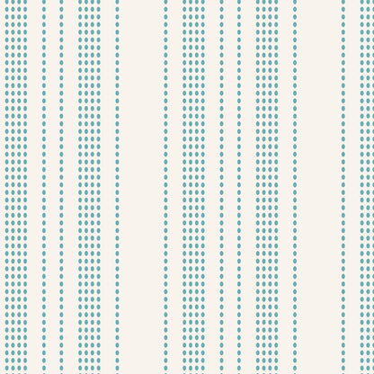 A repeating vertical stripe pattern featuring dotted lines in a muted teal color on a warm off-white background.
Photo by Tildafabrics.com [additional_image_link]