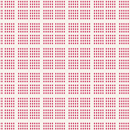 A repeating geometric pattern of small red dots arranged in rows on a light beige background.
Photo by Tildafabrics.com [additional_image_link]