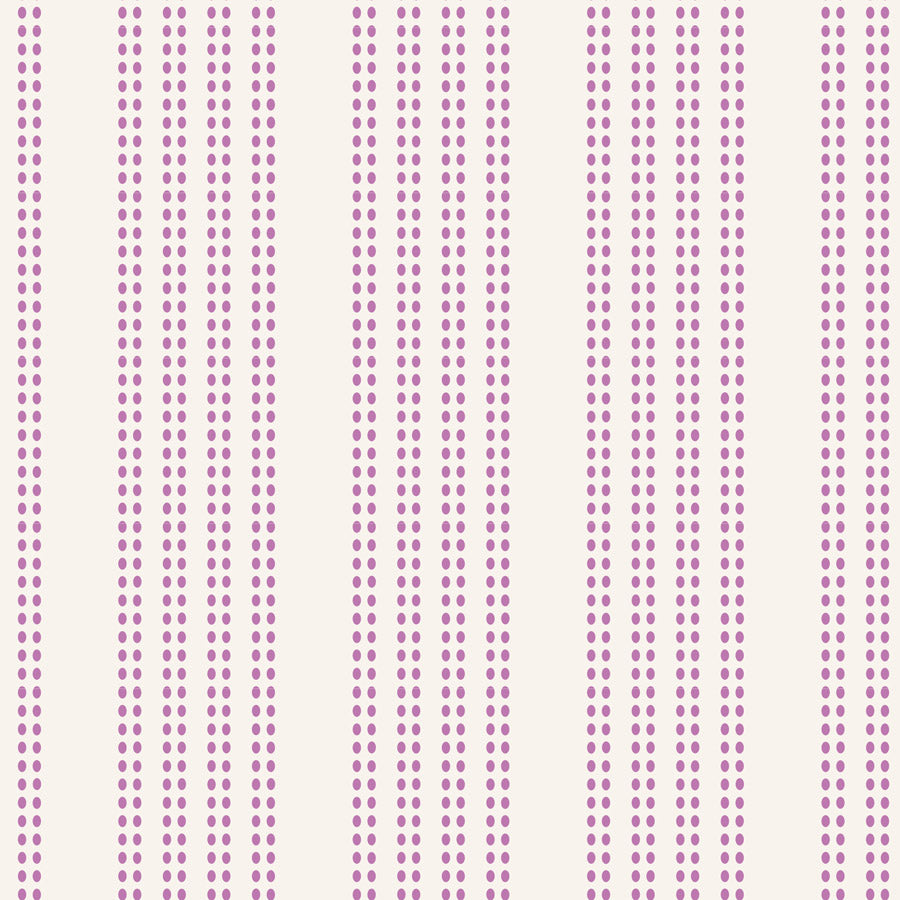 A repeating pattern of vertical dotted stripes in dusty purple on a warm off-white background.
Photo by Tildafabrics.com [additional_image_link]