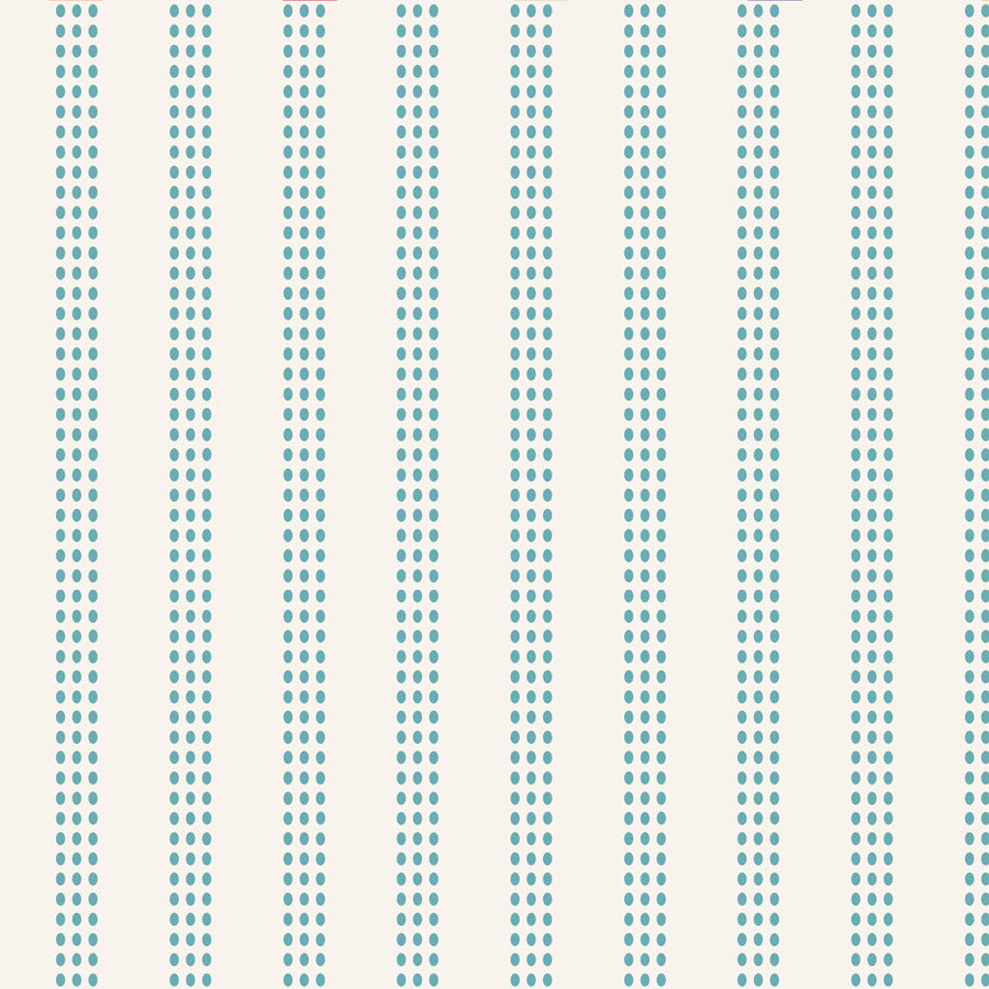 A repeating vertical stripe pattern with small teal dotted lines on an off-white background.
Photo by Tildafabrics.com [additional_image_link]