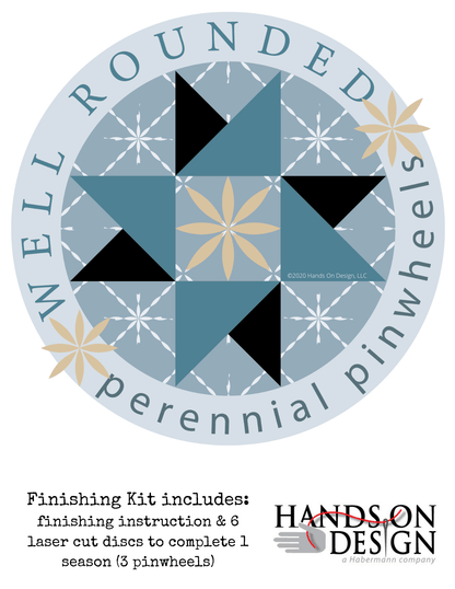 WELL ROUNDED PERENNIAL PINWHEELS Cross Stitch Kit from Hands On Design: 12 Designs Pattern, Linen, Floss, Finishing and Pins