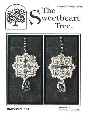 Blackwork Fob Cross Stitch Embroidery Kit from The Sweetheart Tree: Pattern, Linen, Floss, Beads