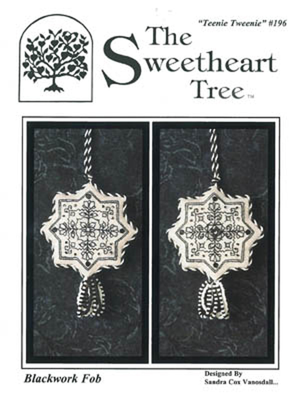 Blackwork Fob Cross Stitch Embroidery Kit from The Sweetheart Tree: Pattern, Linen, Floss, Beads