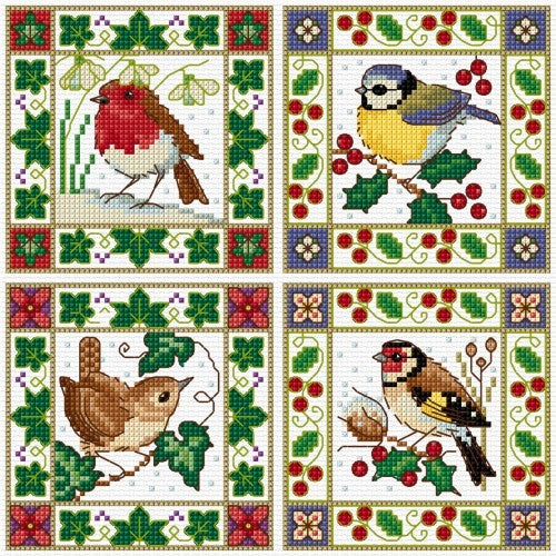 Christmas Bird Cards Cross Stitch Embroidery Kit from Lesley Teare