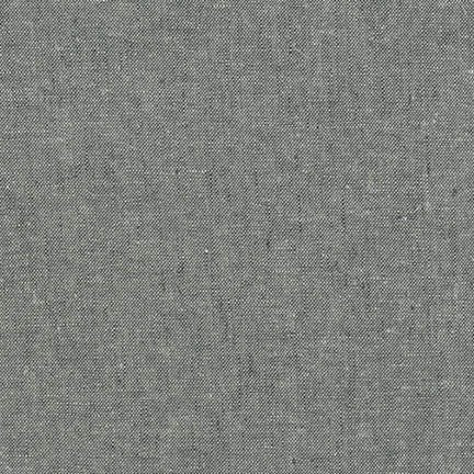 Essex Yarn Dyed Graphite Yardage from Robert Kaufman: Solid Chambray Linen and Cotton Blend