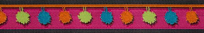 Multi-colored Pompoms on Hot Pink Ribbon 7/8" by Odile Bailloeul for Renaissance Ribbon: Sewing, Quilting, Crafting
