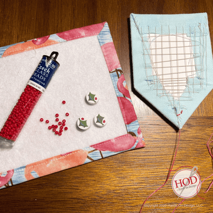 SECRET SANTA Cross Stitch Embroidery Kit from Hands On Design: Patterns, Linen, Floss, Trim, JABC Beads