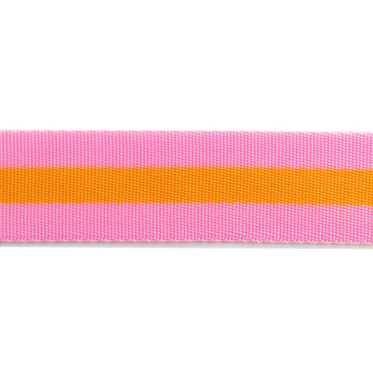 Tula Pink 1.5" x 2 Yards Nylon Webbing Pink and Orange Stripes from Renaissance Ribbons for Sewing, Crafting, Bag Making